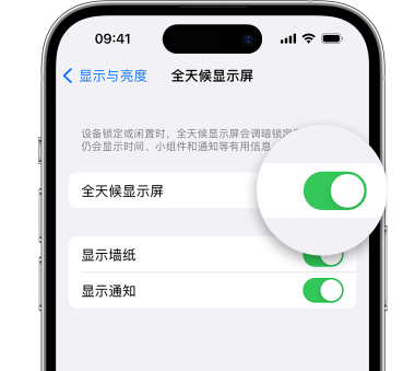 三门峡苹果15预约维修分享iPhone15如何设置全天候显示屏幕可见 